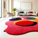 Handcrafted Red Circle Abstract Living Room Rug